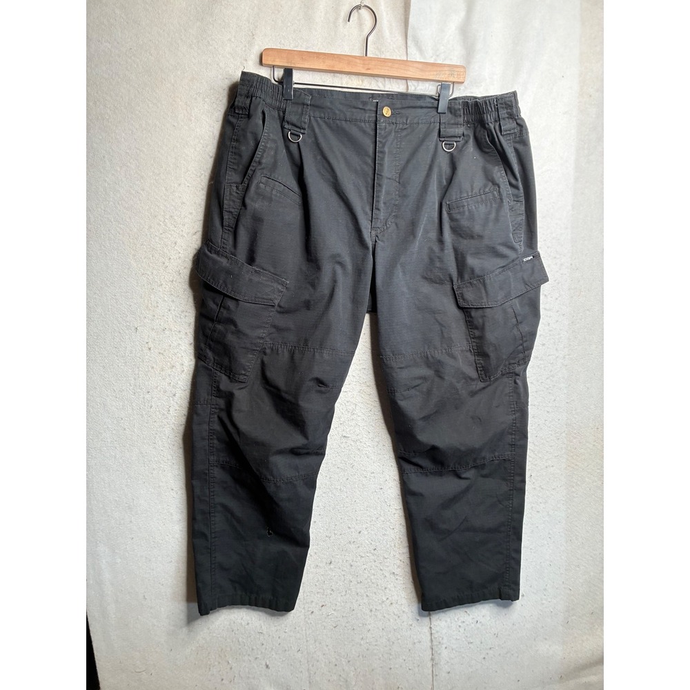 CQR Mens Tactical Cargo Pants Black Ripstop Work Trousers 42W 30L 9212